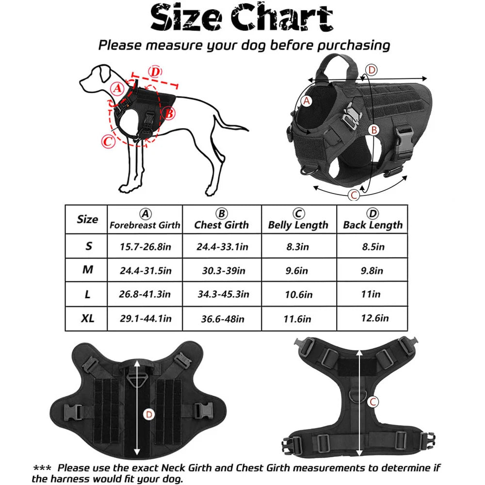 K9 Military Dog Harness And Leash Bags Set For Large Dogs