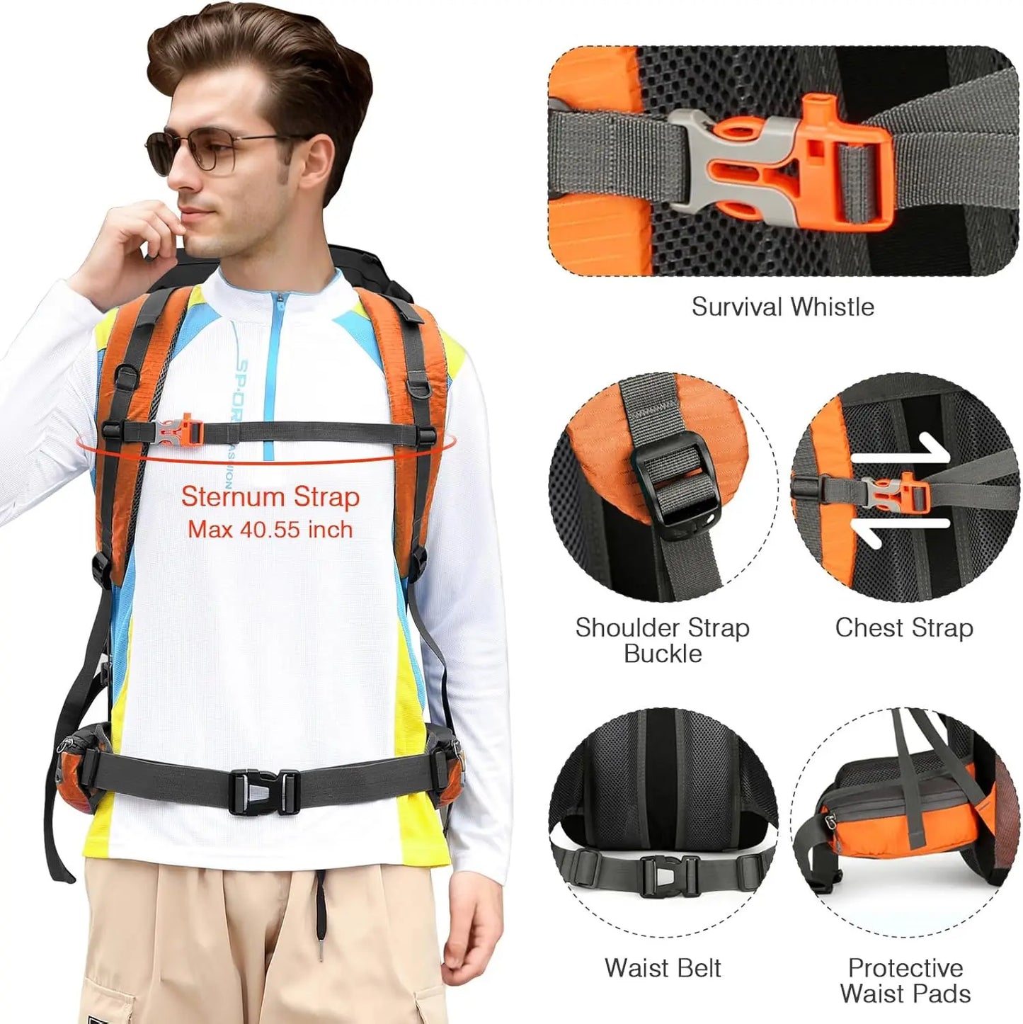 70L Waterproof Hiking Backpack with Rain Cover