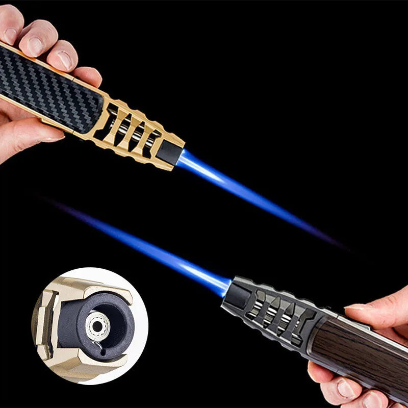 Metal Outdoor Windproof Butane Gas Lighter Torch Blue Flame