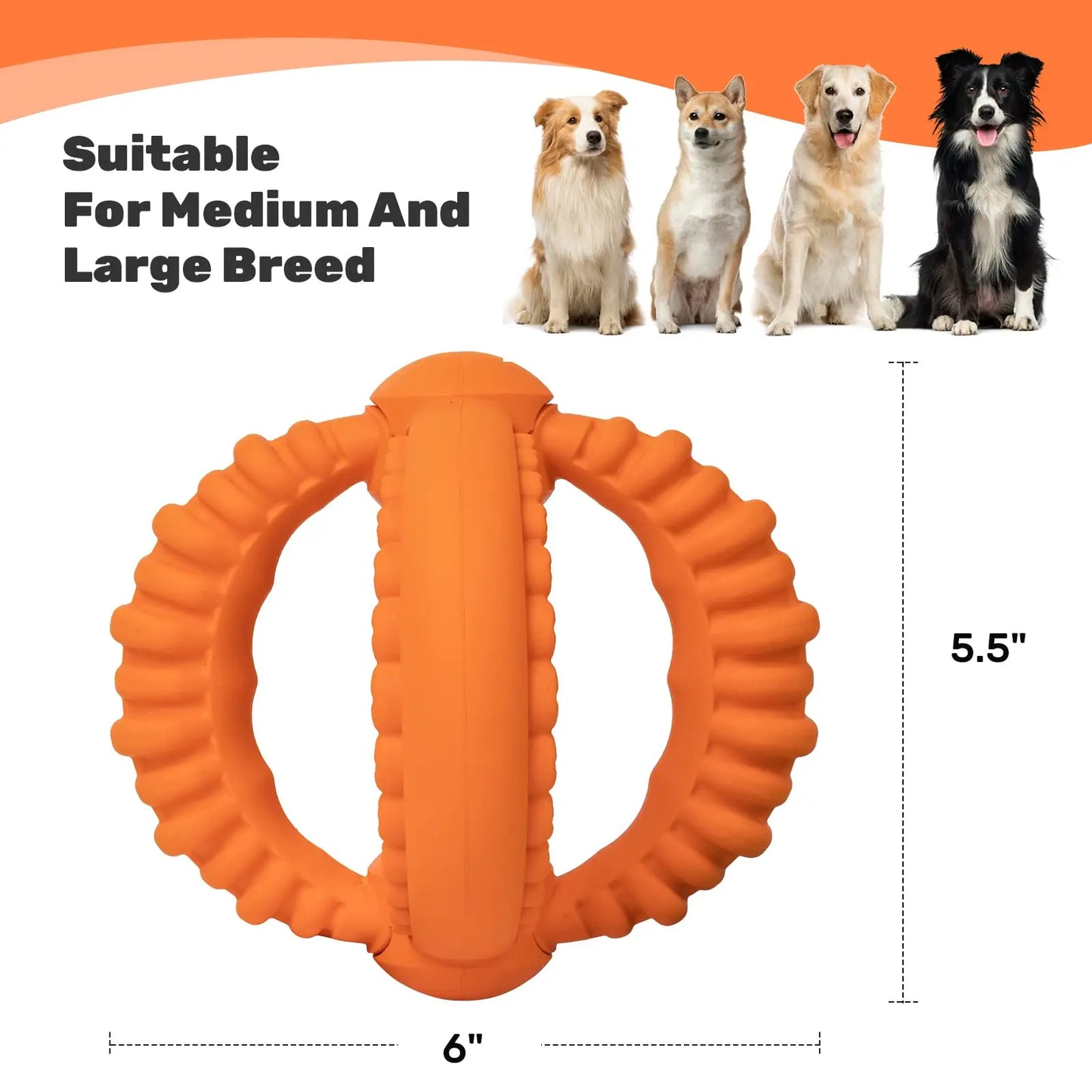 Detachable Dog Tug of War Toy with 2 Rings Made Of Natural Rubber