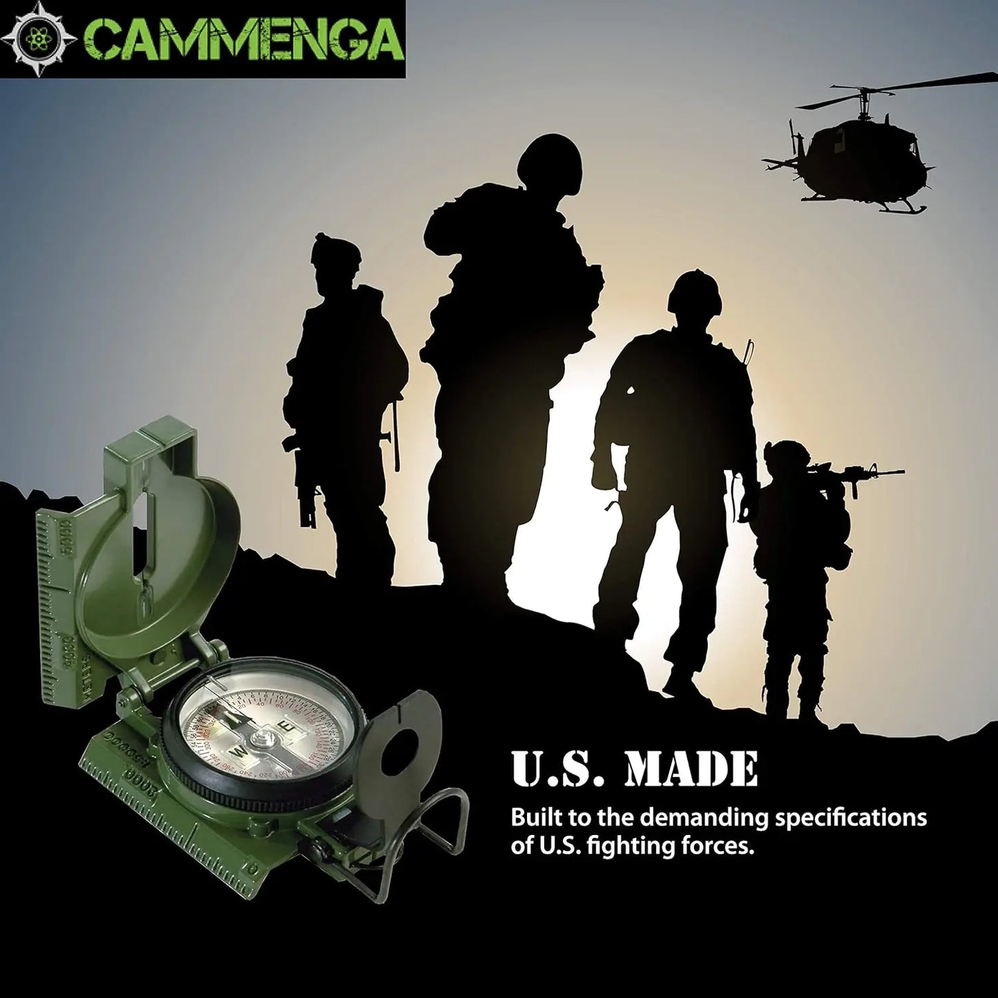 Official US Military Tritium Compass, Accurate and Waterproof with Pouch for Hiking, Camping, Navigation and Survival