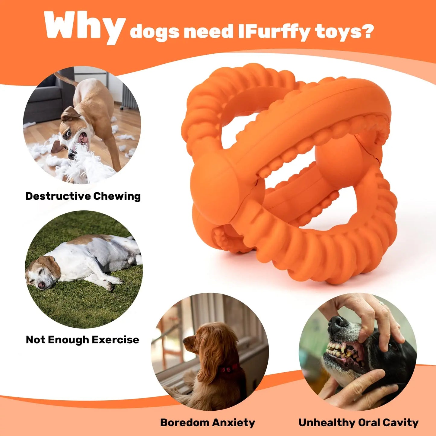 Detachable Dog Tug of War Toy with 2 Rings Made Of Natural Rubber