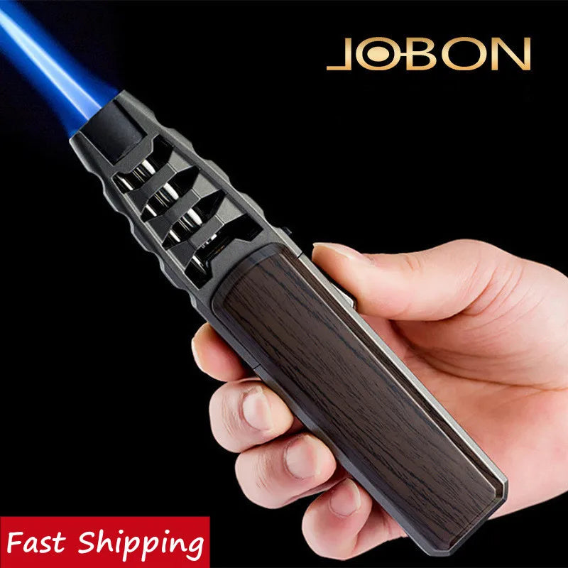 Metal Outdoor Windproof Butane Gas Lighter Torch Blue Flame