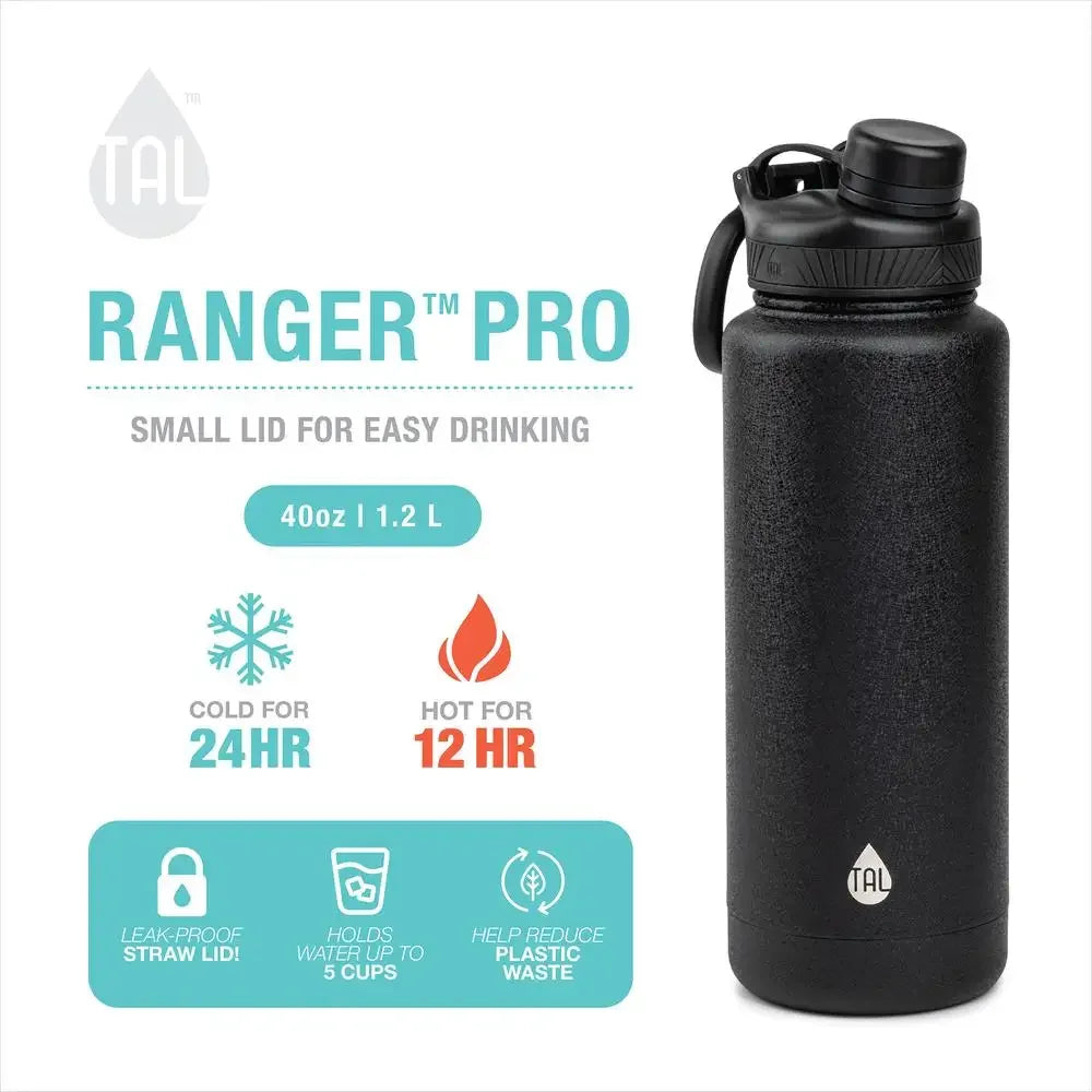 40 oz Black Frost Stainless Steel Water Bottle